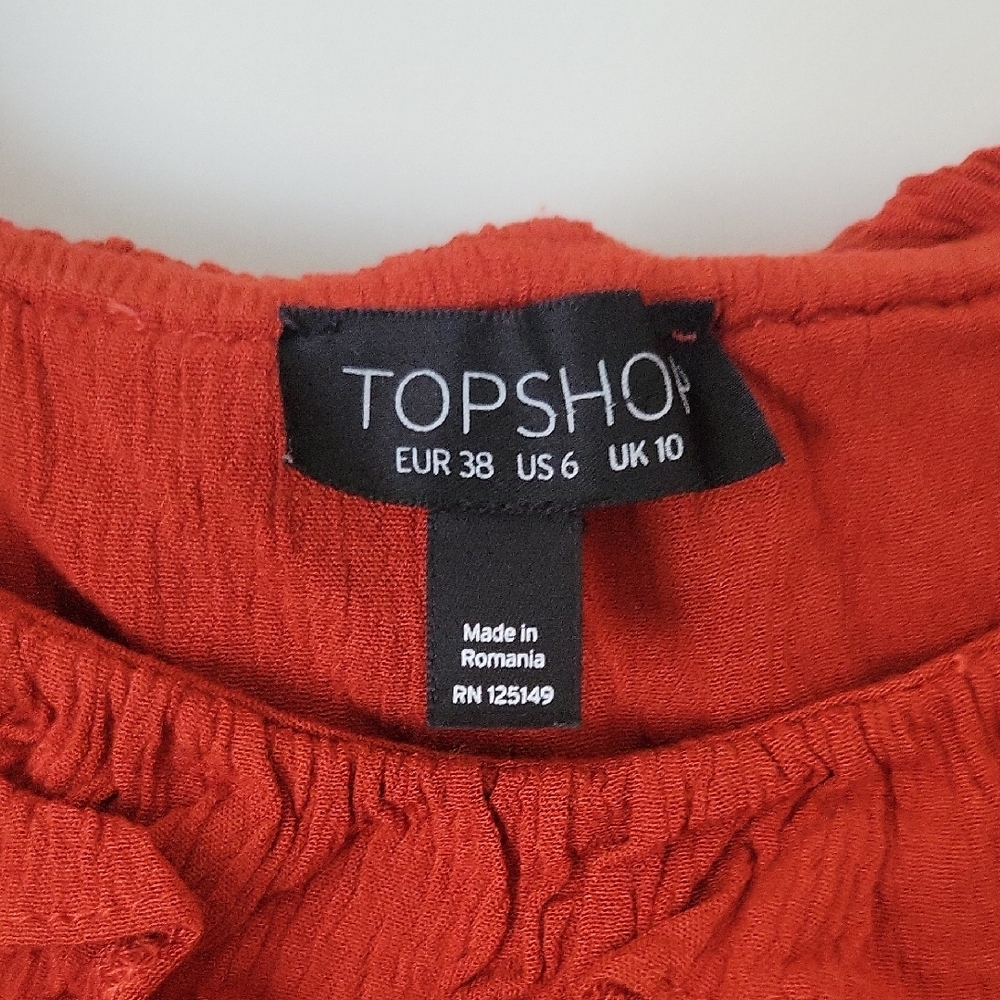 Top Shop Women's off shoulder Ruffled Red Top - Picture 2 of 3